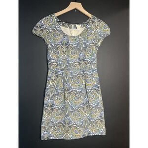J Crew Womens Dress Paisley Short Sleeve Size 2 Multi Color Zip Up Silk Blendc11